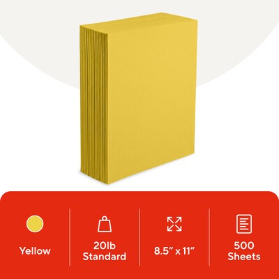 Staples Brights Multipurpose Colored Paper, 20 lbs., 8.5 x 11, Fluorescent Yellow, 500/Ream (25204)