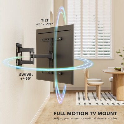 Mount-It! ADA Compliant Full Motion TV Wall Mount With Ultra-Slim Profile For 43" to 90" Screens,130 lbs. Max. (MI-309)