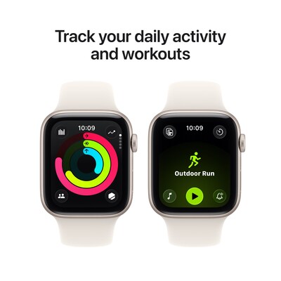 Apple Watch SE 3 GPS + Cellular Smartwatch, 44mm, Starlight Aluminum Case with Starlight Sport Band, Medium/Large (MEPF4LW/A)