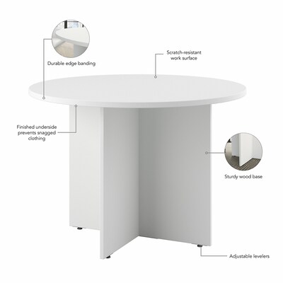 Bush Business Furniture 42W Round Conference Table with Wood Base, White (99TB42RWH)