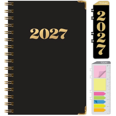 2027 Excello Brands 6 x 8 Weekly & Monthly Standard Planner, Paperboard Cover, Black/Gold (FSHN-CY27-58-12)