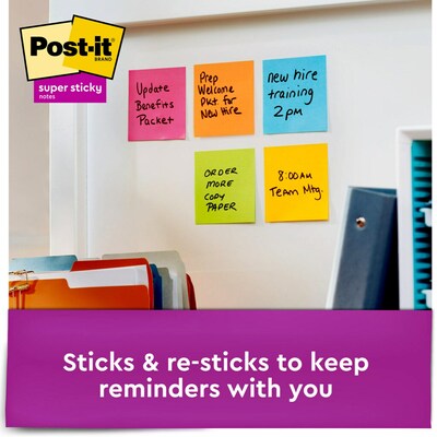 Post-it Super Sticky Notes, 3 x 3, Energy Boost Collection, 90 Sheets/Pad, 5 Pads/Pack (654-5SSUC)