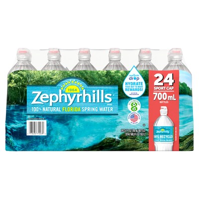 Zephyrhills Sport Cap 100% Natural Spring Water, 23.7 oz., 24/Carton (12087206)
