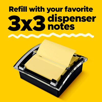 Post-it Pop-up Notes Dispenser for 3" x 3" Notes, Black/Clear (DS330-BK)