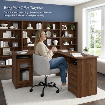 Bush Furniture Cabot 60"W L Shaped Computer Desk, Modern Walnut (WC31030-03K)