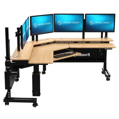 VersaDesk Foundry Bench 80"W Electric Corner Adjustable Standing Desk, Bamboo (FBC8080-BNB-APP )