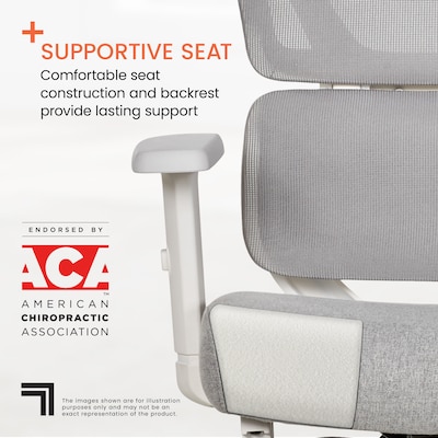 Sharper Image S-850 Heated Ergonomic Mesh Swivel Executive Massage Chair with Footrest, Light Gray/White (60106-LGRYWHT)