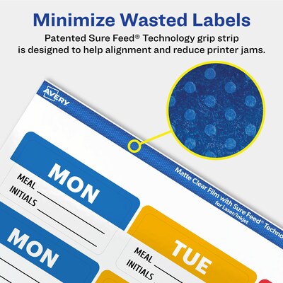 Avery Laser/Inkjet Rectangle Multipurpose Labels, 1-1/4" x 2-3/8", Clear, 180/Pack (94227)