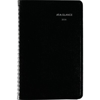 2026 AT-A-GLANCE DayMinder 5" x 8" Weekly Appointment Book, Faux Leather Cover, Black (G210-00-26)