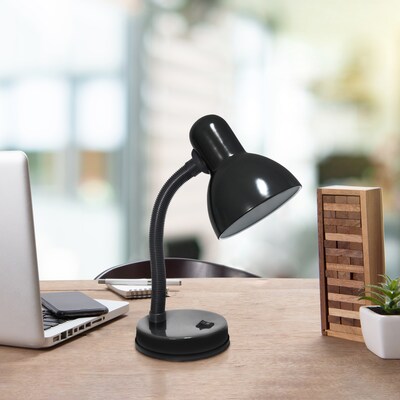 Creekwood Home Essentix 14.25" Traditional Metal Desk Task Lamp with Flexible Gooseneck, Feit LED Bulb, Black (CWD-1000-BK-LB)