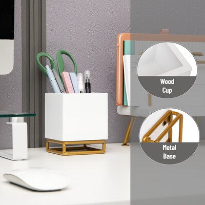 Mind Reader Pen Holder, White (PENWD-WHT)