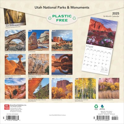 2025 BrownTrout Utah National Parks & Monuments 12 x 12 Monthly Square Wall Calendar (978197547606