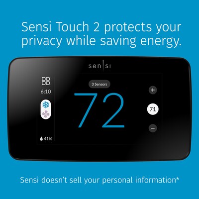Sensi Touch 2 Smart Programmable Wi-Fi Thermostat, Works with Alexa, Black Beveled Edge (ST76)