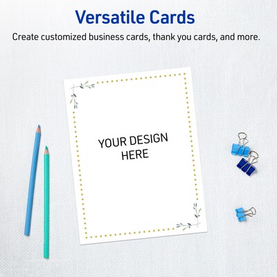 Avery Gold Dots with Green Florals Matte Blank Card, White, 10/Pack (S00-DPH)