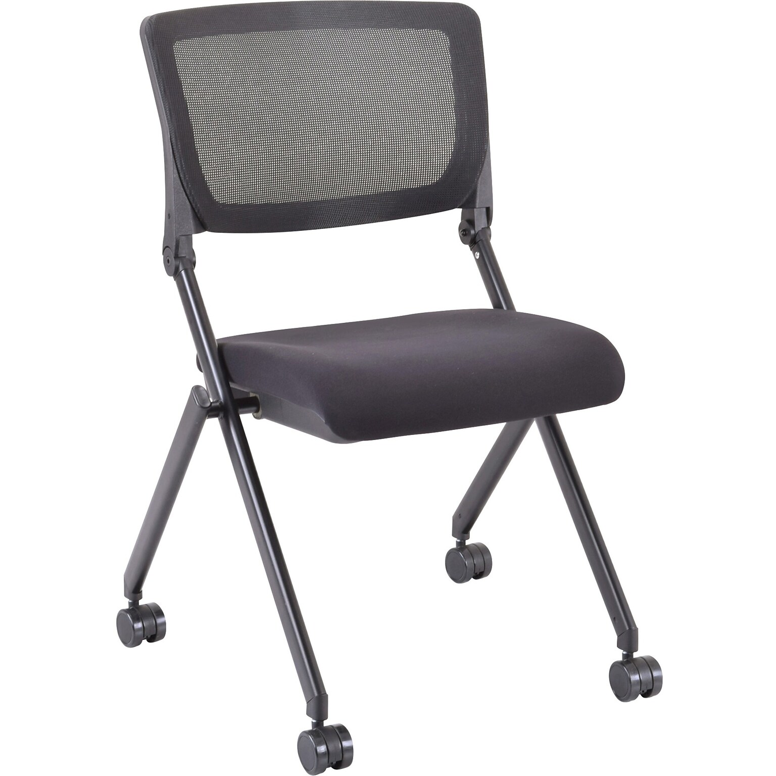 Lorell Mobile Mesh Back Nesting Chairsm Black, 2/Carton (LLR41846)