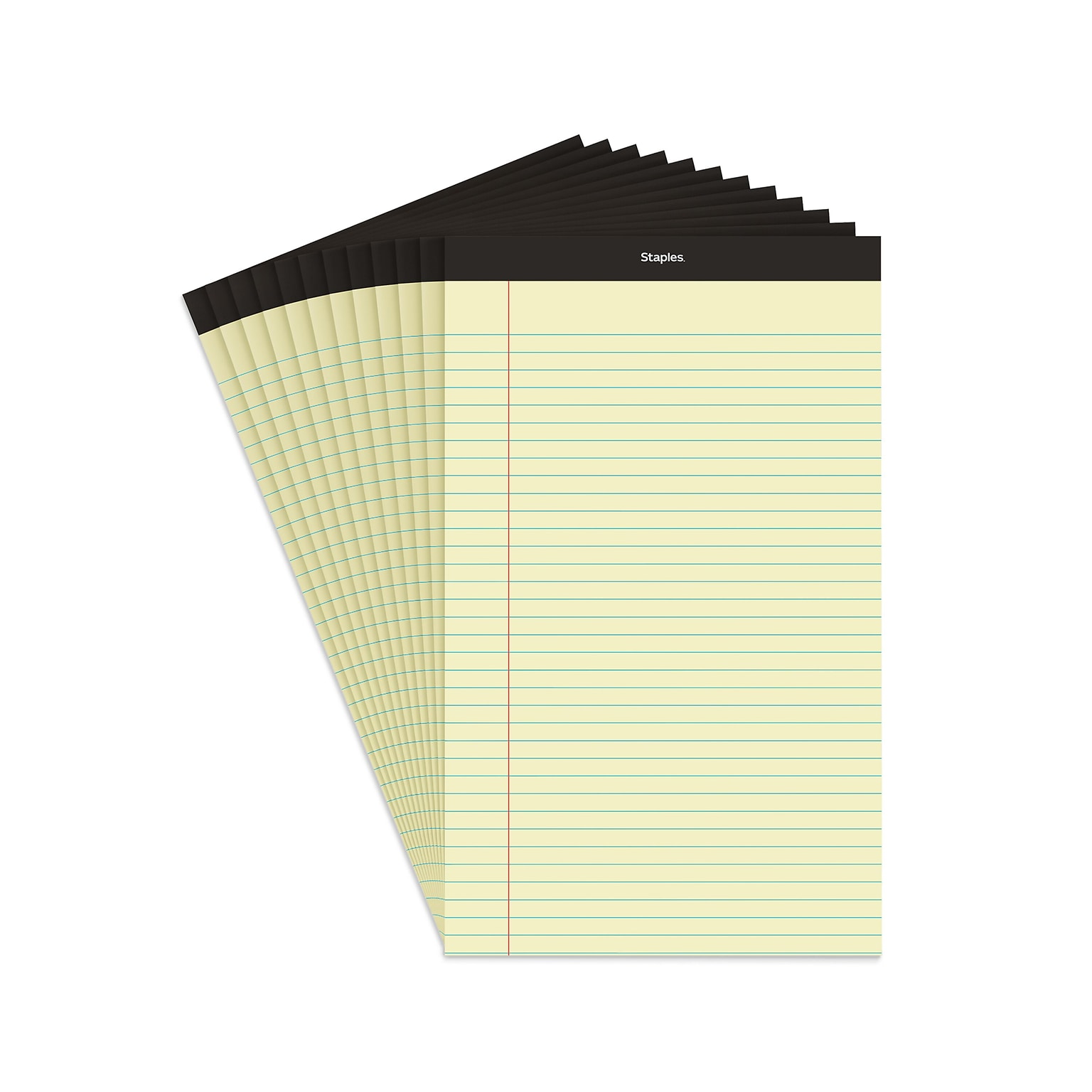 Staples Notepad, 8.5 x 14, Wide Ruled, Canary, 50 Sheets/Pad, Dozen Pads/Pack (ST57301)
