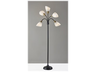 Simplee Adesso 5 Light 67 Matte Black/Antique Brass Floor Lamp with 5 Cone Shades (7205-01)