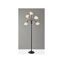 Simplee Adesso 5 Light 67 Matte Black/Antique Brass Floor Lamp with 5 Cone Shades (7205-01)