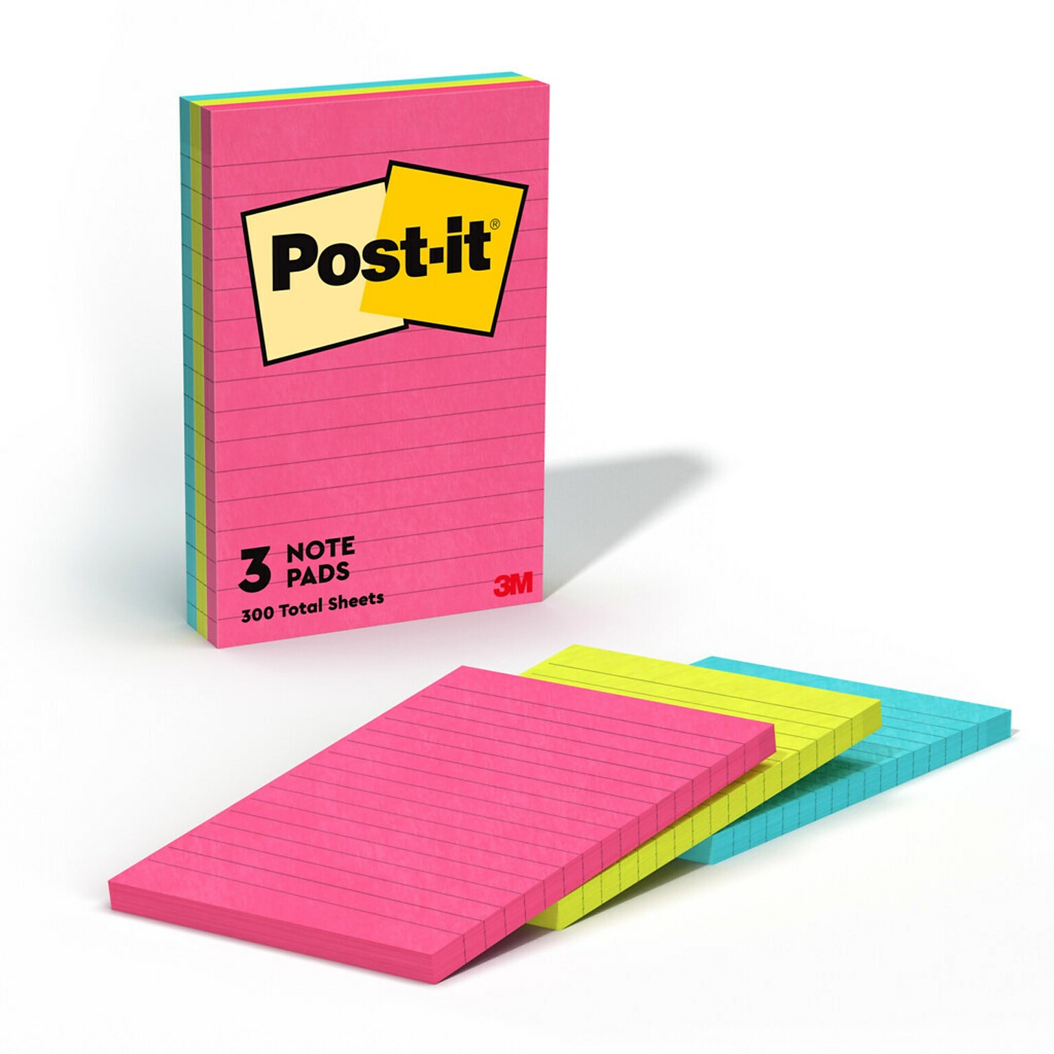 Post-it Notes, 4 x 6, Poptimistic Collection, Lined, 100 Sheet/Pad, 3 Pads/Pack (6603AN)