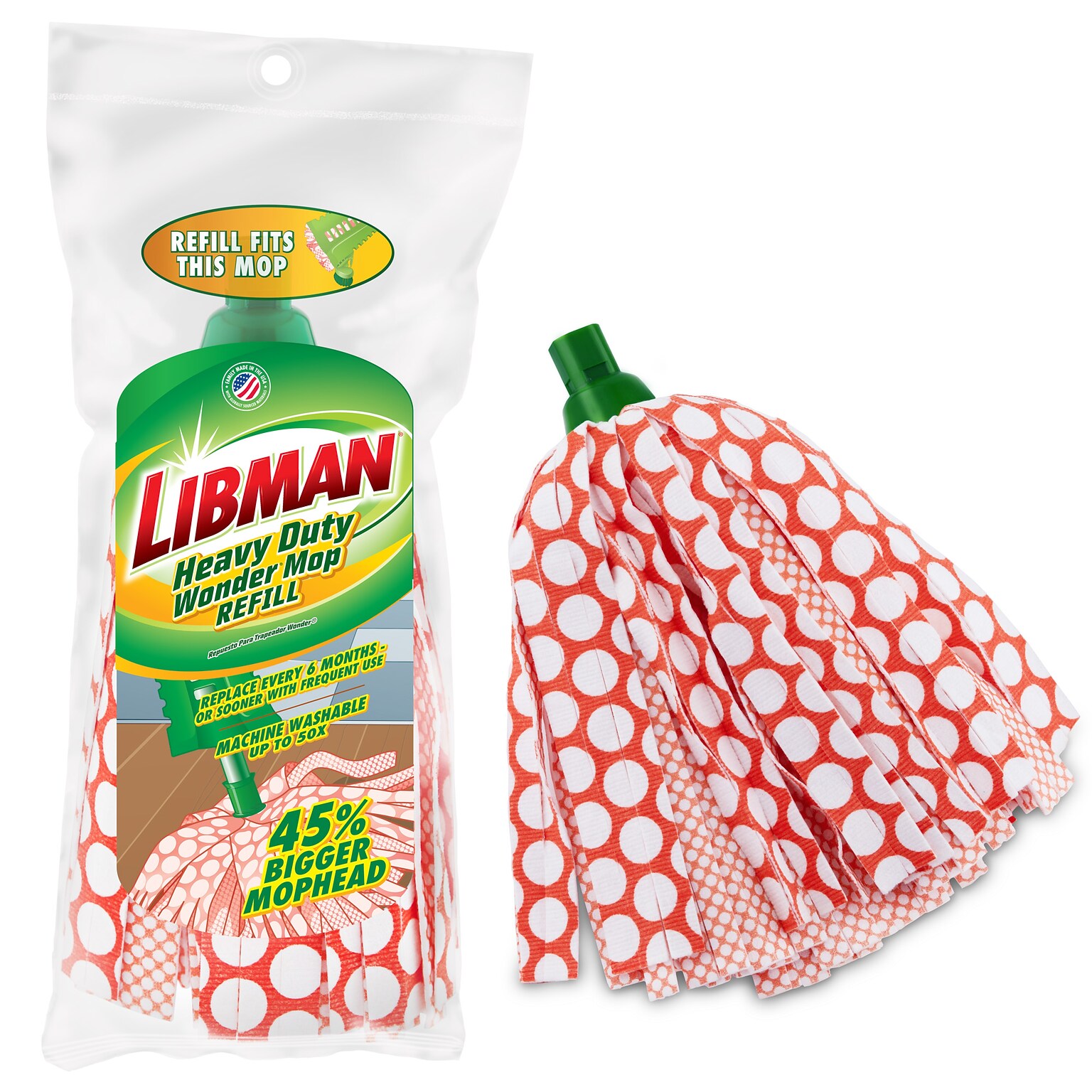 Libman Heavy-Duty Wonder Mop Head, #24, 4/Pack (1229)