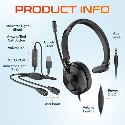 Delton T30Y Training Headset with Master Adapter, Computer Headset Splitter Training Supervising Coaching Bundle (DWHT230Y)