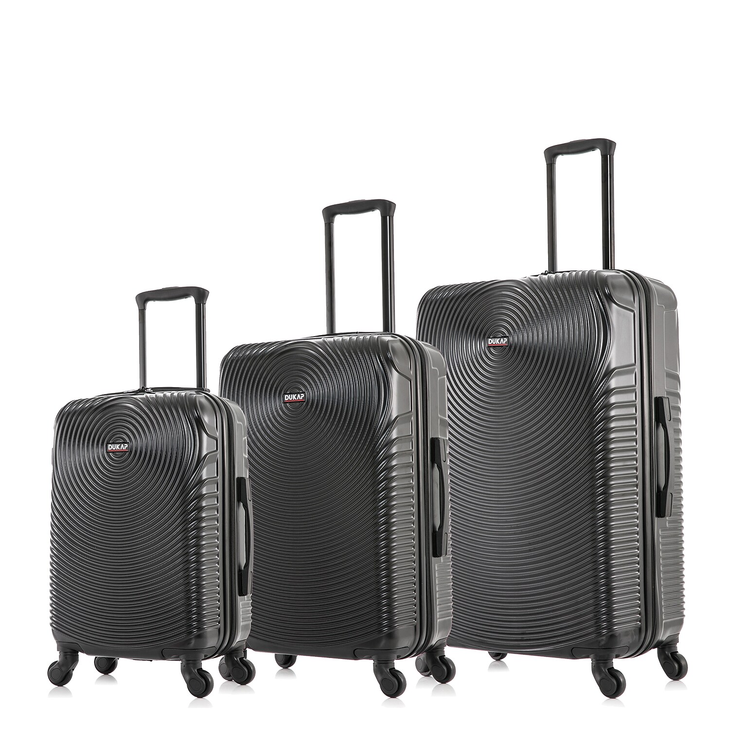DUKAP INCEPTION 3-Piece Hardside Spinner Carry-On Luggage Set, TSA Checkpoint Friendly, Black (DKINCSML-BLK)