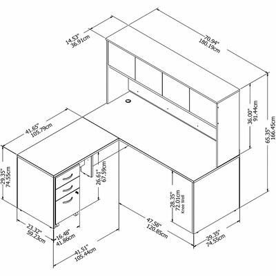 Bush Business Furniture Studio C 72"W L Shaped Desk with Hutch, Mobile File Cabinet and Return, White (STC006WH)