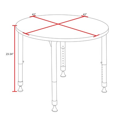 Regency Kee Adjustable 42" Round Activity Table, Height Adjustable, Cherry (TB42RNDCHAPBK)