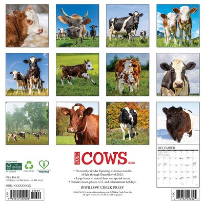 2026 Willow Creek Cows 12 x 12 Monthly Wall Calendar (50903)
