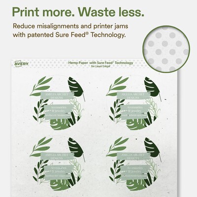 Avery Hemp Round Laser/Inkjet Multipurpose Labels, 3" Dia, Off-White (120/Pack)