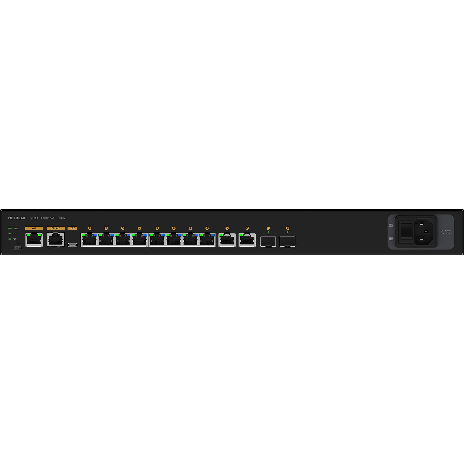 Netgear AV Line 10-Port Gigabit Ethernet Managed Switch, Black (GSM4212PX-100NAS)