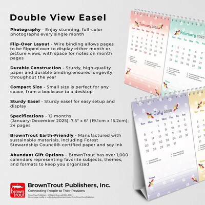 2025 BrownTrout Busy Bees 7.5" x 6" Monthly Double-View Easel Desk Calendar (9781975478452)