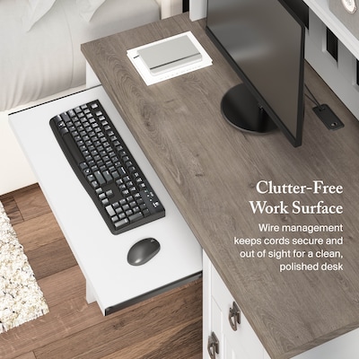 Bush Furniture Salinas 48"W Small Computer Desk with Hutch, Shiplap Gray/Pure White (MY72808-03)