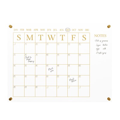 Martha Stewart Grayson Acrylic Gold Print Dry Erase Wall Calendar with Notes, 24" x 18" (BRAC4560GDCGD)