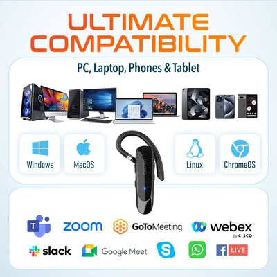 Delton 22X Wireless Noise Canceling Bluetooth Headset, Black (DBH22X)