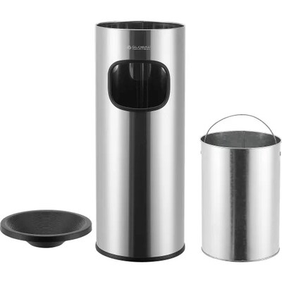 Global Industrial Stainless Steel Ashtray Trash Can, 3 Gallon, Matte (615153)