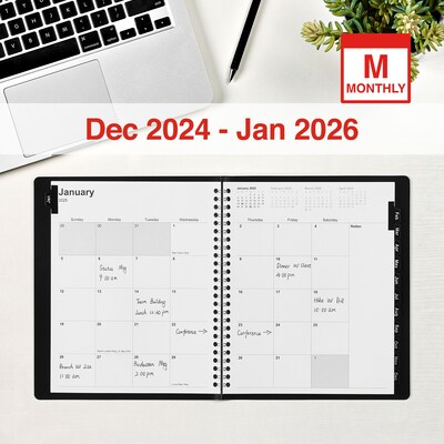 2025 Staples 7" x 9" Monthly Planner, Black (ST52183-25)