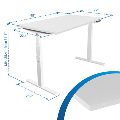 Mount-It! 48"W Electric Adjustable Standing Desk with Dual Motors, White (MI-18066)