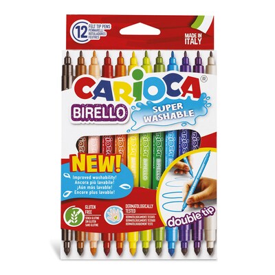 CARIOCA Birello Washable Kids Markers, Twin Tip, Assorted Colors, 12/Pack, 2/Bundle (CRA41457-2)
