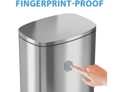 HLS Commercial Stainless Steel Step Trash Can with Hinged Lid, 13.2-Gallon, Silver (HLSS13R)