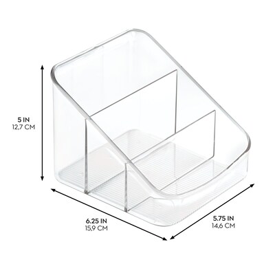 iDESIGN 3-Compartment Plastic Desk Organizer, Clear, 2 Piece (28166M2)