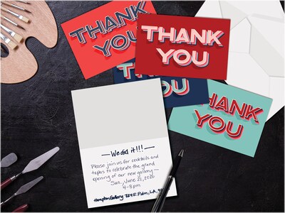 Better Office Thank You Cards with Envelopes, 4" x 6", Assorted Colors, 100/Pack (64525-100PK)