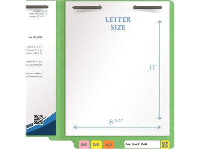 Medical Arts Press Heavy-Duty End Tab File Folder, Straight Cut, Letter-Size, Green, 40/Box (S-09459-GRN)