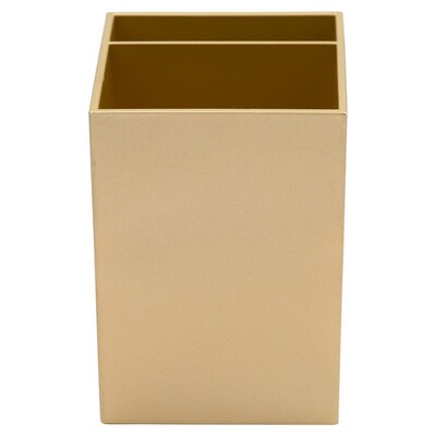 JAM PAPER Plastic Pen Holder, Gold, Desktop Pencil Cup, Sold Individually (341gos)