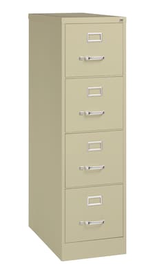 Hirsh Commercial 4-Drawer Vertical File Cabinet, Letter Size, Lockable, 52H x 15W x 26.5D, Putty (14028)