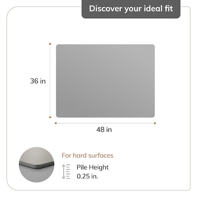 Anji Mountain Rug'd Carpet & Hard Floor Chair Mat, 36" x 48", Burlington Gray (AMB9041)