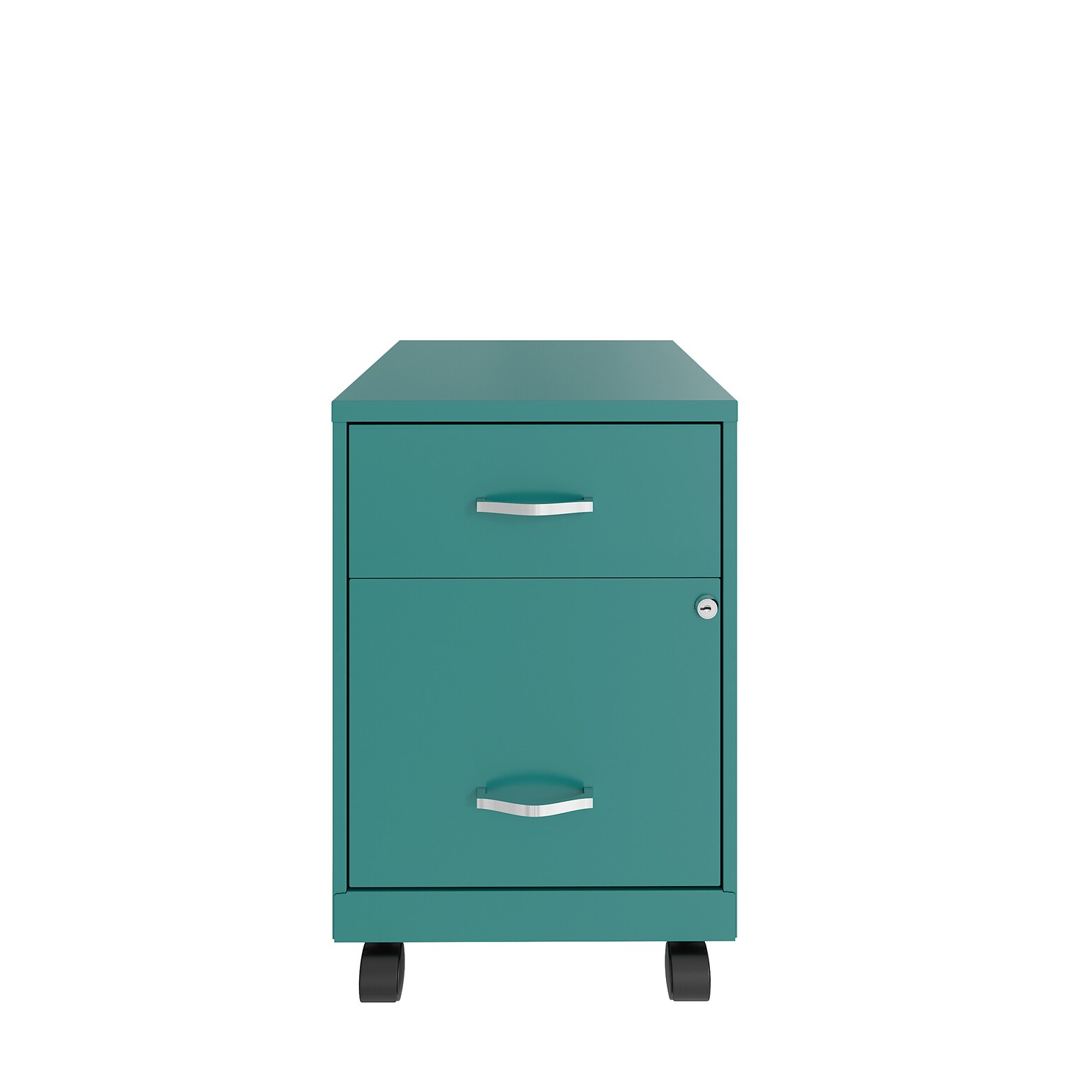 Space Solutions 18 2-Drawer Mobile Verticle File Cabinet with Accessory Drawer, Letter Width, Teal (25937)