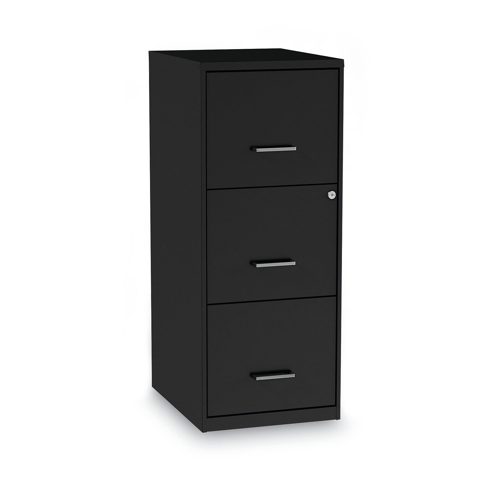 Alera Soho 3 File-Drawer Vertical Standard File Cabinet, Letter Size, Lockable, 34.9H x 14W x 18D, Black (2806770)