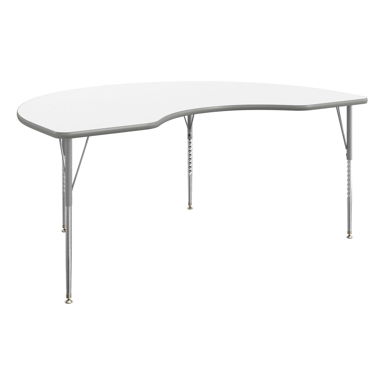 Flash Furniture Wren Kidney Activity Table, 72 x 48, Height Adjustable, White Top/Silver Frame (XUA4872KDWHTA)