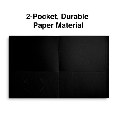 Quill Brand® 2-Pocket Folders, Black, 25/Box (712505)